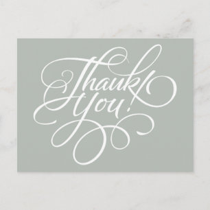 Fancy Script Silver Gray Thank You Card Postkarte