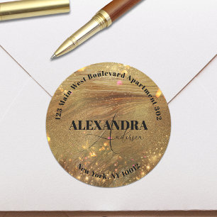 Fancy Shiny Gold Metallic Rücksendeetikett Runder Aufkleber