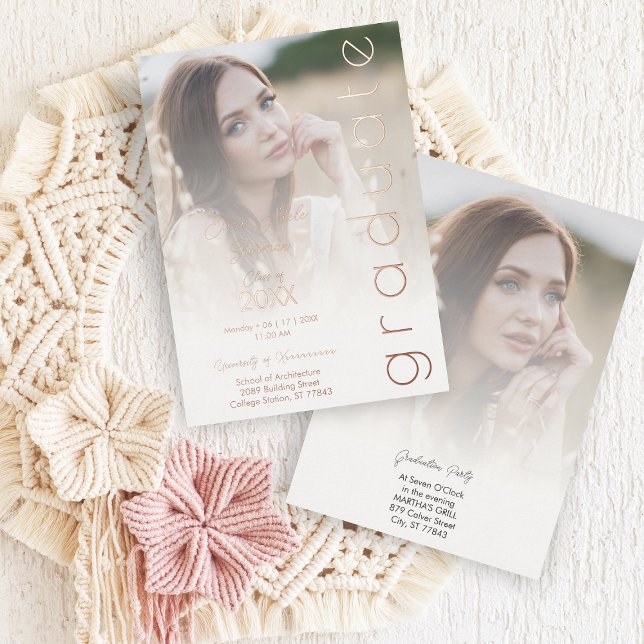 Fancy Vellum Overlay Effect 2 Photos Graduate Folieneinladung (Von Creator hochgeladen)