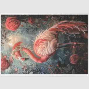 Fancy verzierte Flamingo-Nouveau- & Rosen-Dekorati Seidenpapier