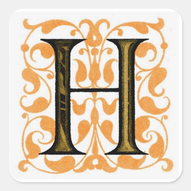 Fancy Vintage Monogramm 'H' - Aufkleber (Vorderseite)
