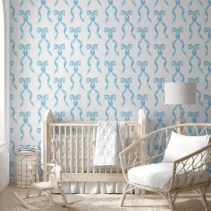 Fancy Watercolor Blaues Schleifenmuster Baby Junge Tapete