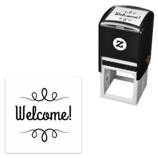 Fancy Welcome Text with Flourishes Permastempel