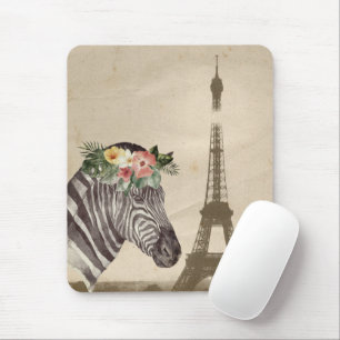 Fancy Zebra & Eiffelturm Mousepad