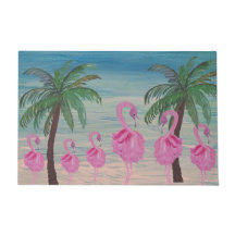 Fancyf Flamingos und Palmen tropisch