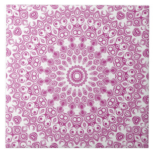 Fandango über White Mandala Kaleidoskop Medallion Fliese