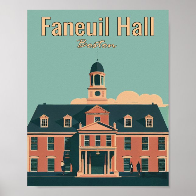 Faneuil Hall Boston Minimalistisch Art Poster (Vorne)