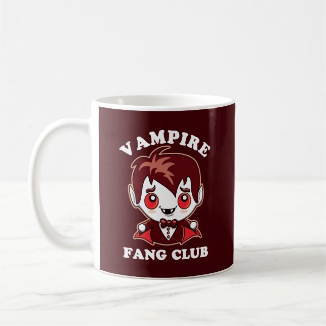 Fang Club | Funny Puff and Niedlich Vampire Square Kaffeetasse (Links)