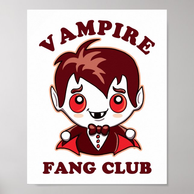 Fang Club | Funny Puff und Niedlich Vampire Poster (Vorne)