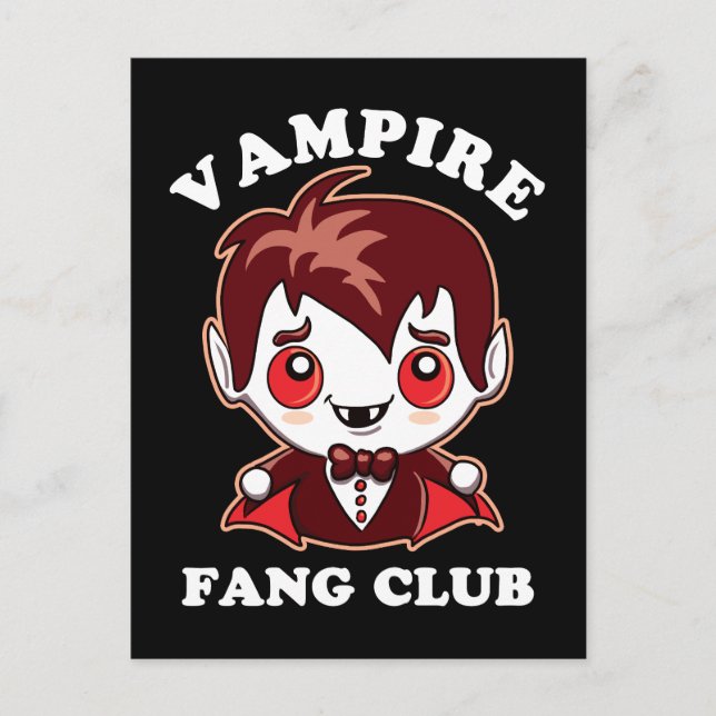 Fang Club | Funny Puff und Niedlich Vampire Postkarte (Vorderseite)