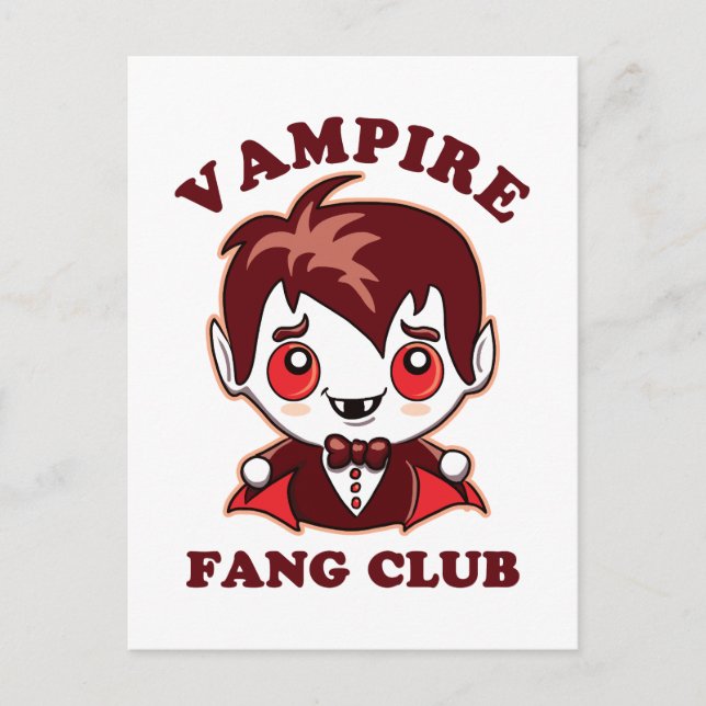 Fang Club | Funny Puff und Niedlich Vampire Postkarte (Vorderseite)