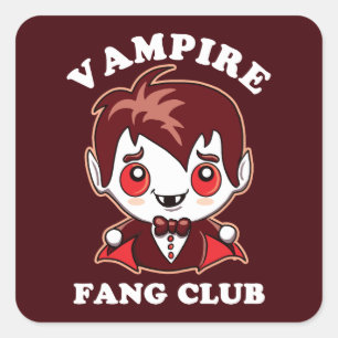 Fang Club   Funny Puff und Niedlich Vampire Quadratischer Aufkleber