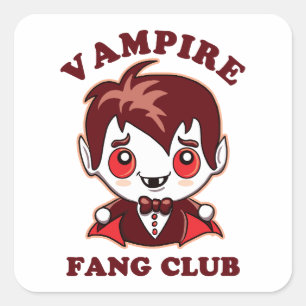 Fang Club   Funny Puff und Niedlich Vampire Quadratischer Aufkleber