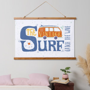 Fang das Wellenposter Wandteppich Mit Holzrahmen