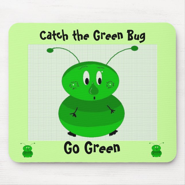 Fang den grünen Käfer - Geh Grün Mousepad (Vorne)