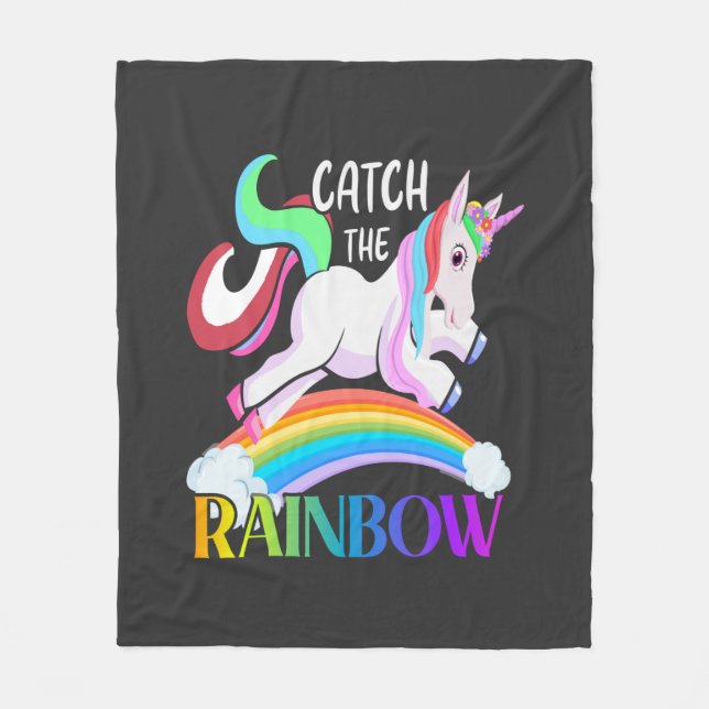 Fang den Regenbogen - Einhorndesigns-15989 Fleecedecke (Vorderseite)