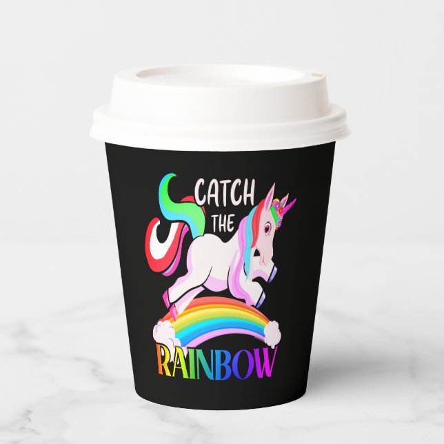Fang den Regenbogen - Einhorndesigns-15989 Pappbecher (Vorderseite)
