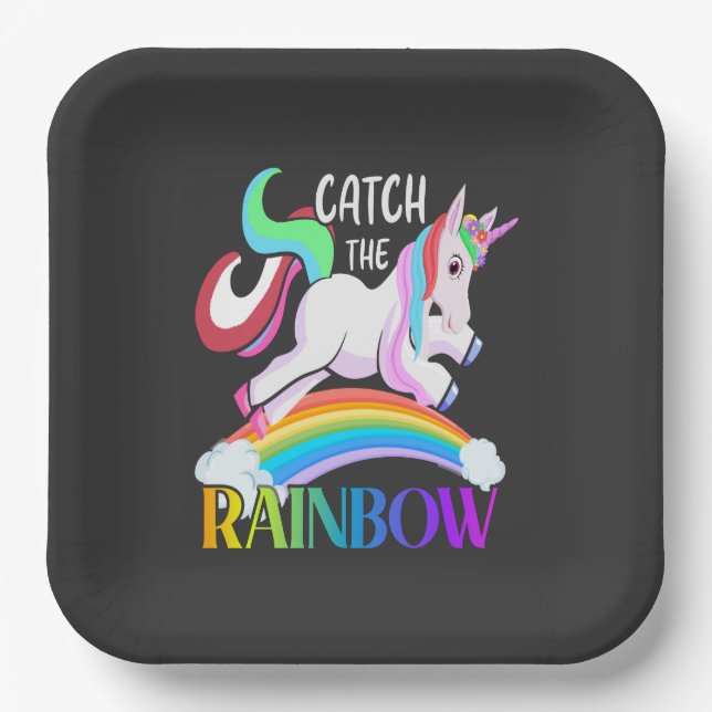 Fang den Regenbogen - Einhorndesigns-15989 Pappteller (Vorderseite)