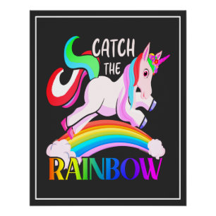 Fang den Regenbogen - Einhorndesigns-15989 Poster