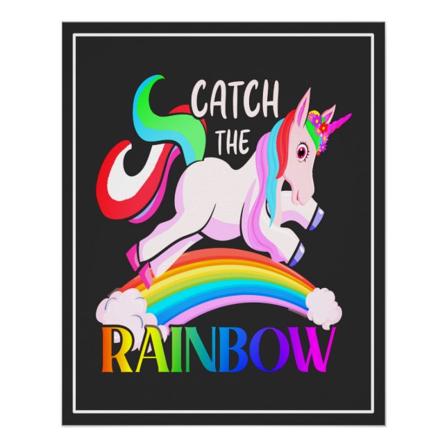 Fang den Regenbogen - Einhorndesigns-15989 Poster (Vorderseite)