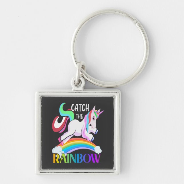 Fang den Regenbogen - Einhorndesigns-15989 Schlüsselanhänger (Vorne)