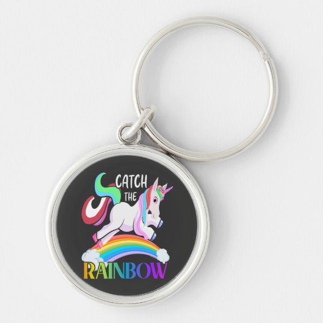 Fang den Regenbogen - Einhorndesigns-15989 Schlüsselanhänger (Vorne)