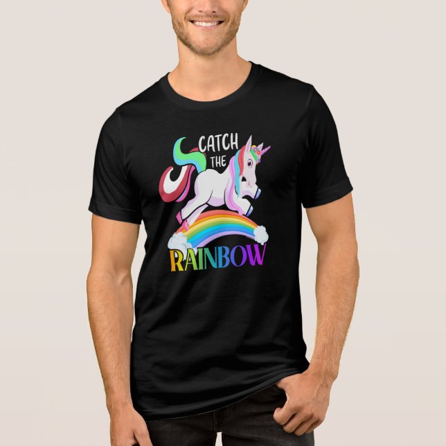 Fang den Regenbogen - Einhorndesigns-15989 Tri-Blend Shirt (Vorderseite)