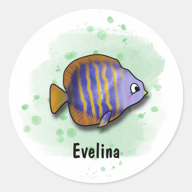 Fang den Spaß mit Salzwasser Fisch Runder Aufkleber (Vorderseite)