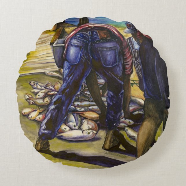 Fang des Morgens, Hafeninsel Rundes Kissen (Vorderseite)