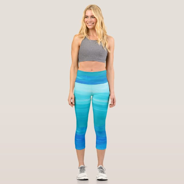 Fang die Meereswellen Capri Leggings (Vorderseite)