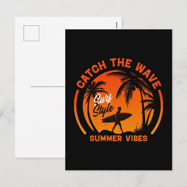 Fang die Wave Summer Vibes Feiertagspostkarte (Vorne/Hinten)