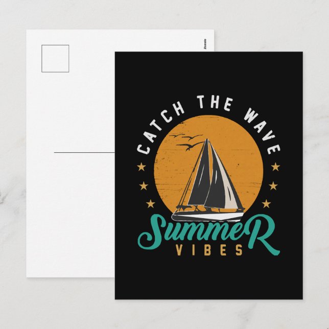 Fang die Wave Summer Vibes Feiertagspostkarte (Vorne/Hinten)