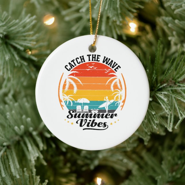 Fang die Wave Summer Vibes Keramik Ornament (Baum)