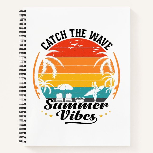 Fang die Wave Summer Vibes Notizbuch (Vorderseite)