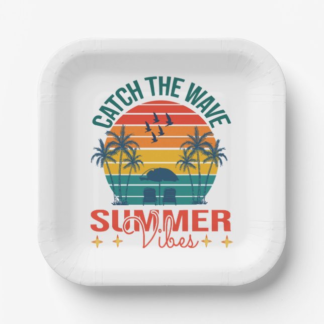 Fang die Wave Summer Vibes Pappteller (Vorderseite)