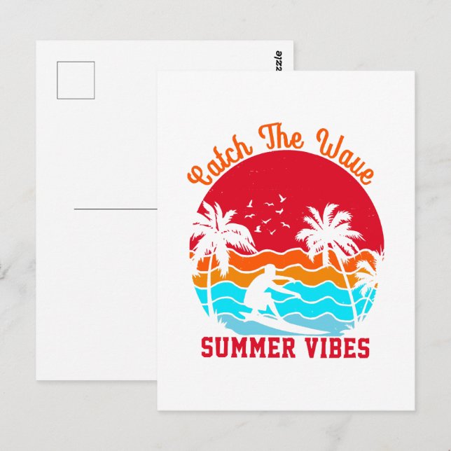 Fang die Wave Summer Vibes Postkarte (Vorne/Hinten)