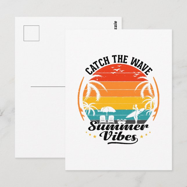 Fang die Wave Summer Vibes Postkarte (Vorne/Hinten)