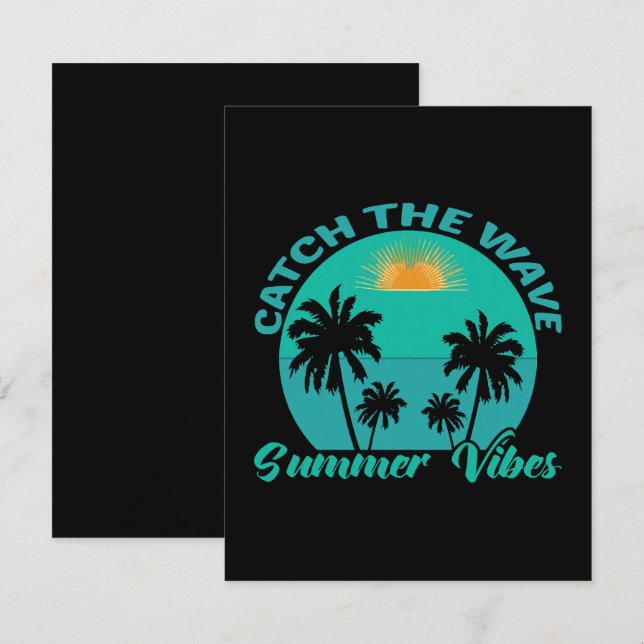 Fang die Wave Summer Vibes RSVP Karte (Vorne/Hinten)