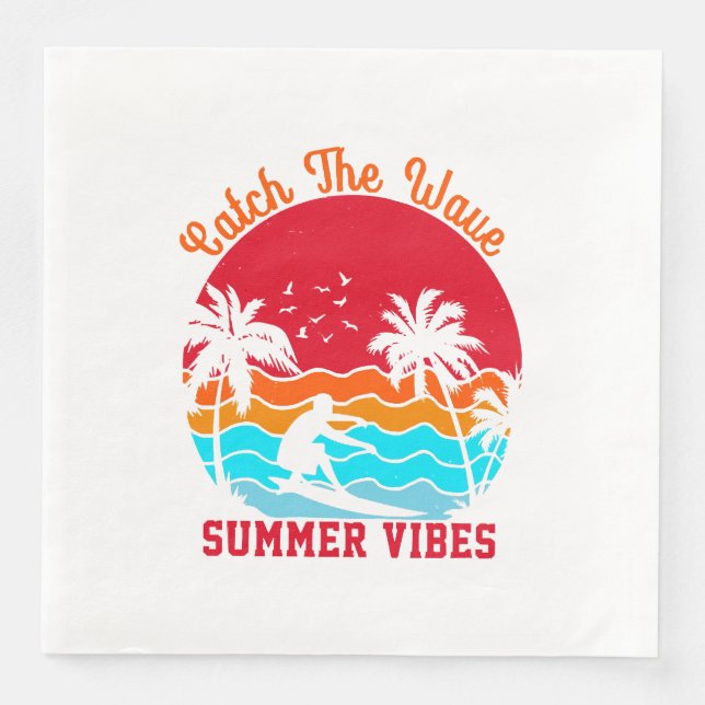 Fang die Wave Summer Vibes Serviette (Vorderseite)