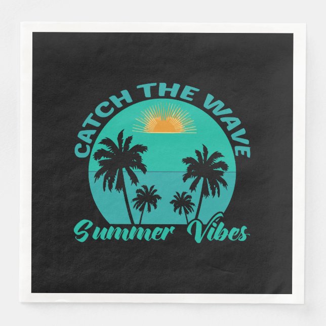 Fang die Wave Summer Vibes Serviette (Vorderseite)