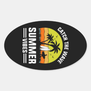 Fang Die Welle Sommer Vibes-64193 Ovaler Aufkleber