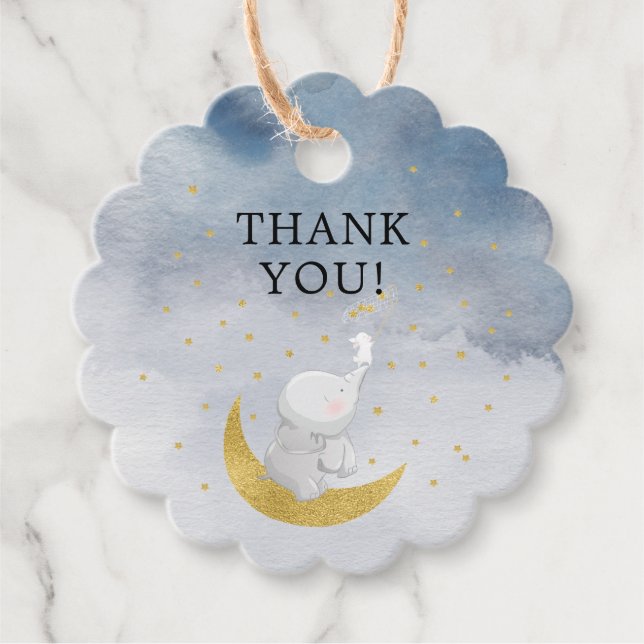 Fang eine Sternenhimmel Elephant Baby Dusche Geschenkanhänger (Vorderseite)