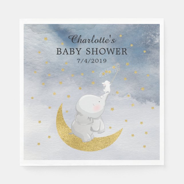 Fang eine Sternenhimmel Elephant Baby Dusche Serviette (Vorderseite)