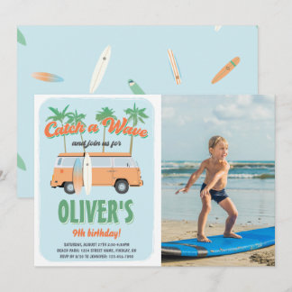 Fang eine Wave Surf's Up Foto Geburtstagsparty Einladung