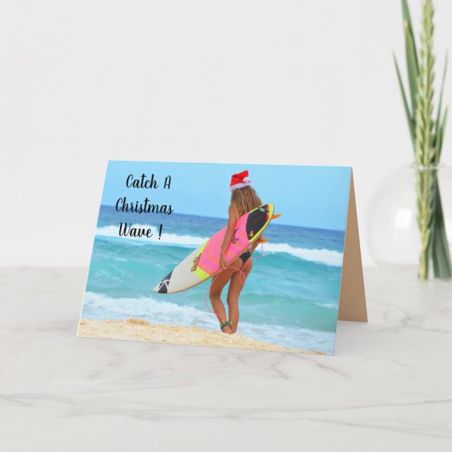 Fang eine Weihnachtswelle Feiertagskarte (Vorderseite)