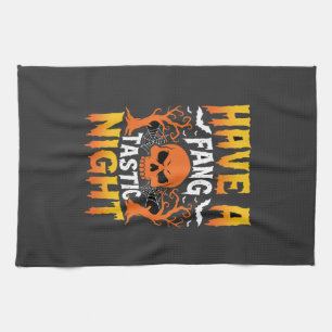 Fang-Tastische Nacht Halloween-Totenkopf und Flede Geschirrtuch