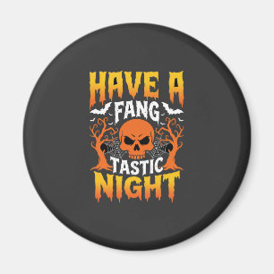 Fang-Tastische Nacht Halloween-Totenkopf und Flede Magnet