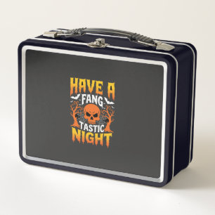 Fang-Tastische Nacht Halloween-Totenkopf und Flede Metall Brotdose