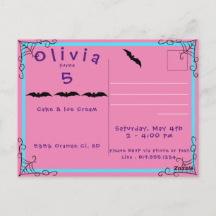 Fang-tastische Spinnennetz- und Fledermaus-Geburts Postkarte