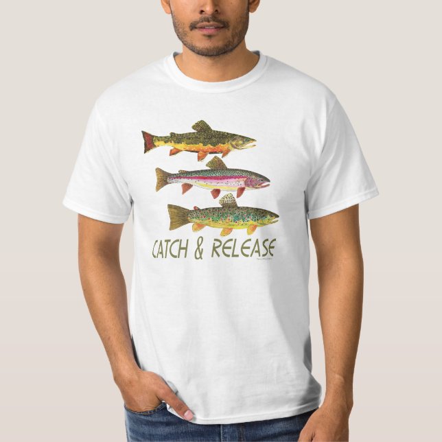 Fang und Freigabe von Forellen T-Shirt (Vorderseite)